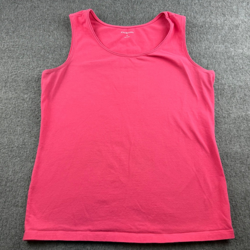 Kim Rogers Tank Top Women's Medium Pink Sleeveless Scoop Neck Cotton Blend Tank